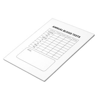 Annual Blood Test Tracker Notepad