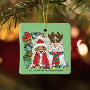 Annual Cat Christmas Photo Ceramic Ornament