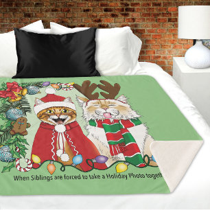 Annual Cat Christmas Photo Sherpa Blanket