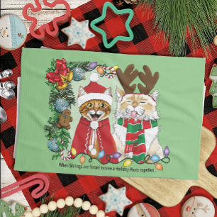 Annual Cat Christmas Photo Tea Towel