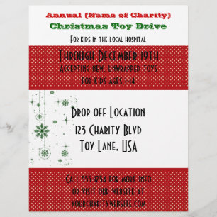 Annual Charity Christmas Toy Drive Snowflakes Flyer