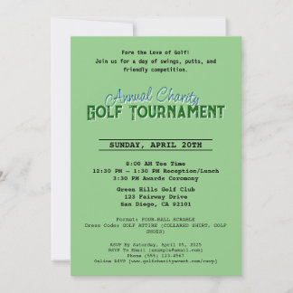 Annual Charity Tournament golf invitation card