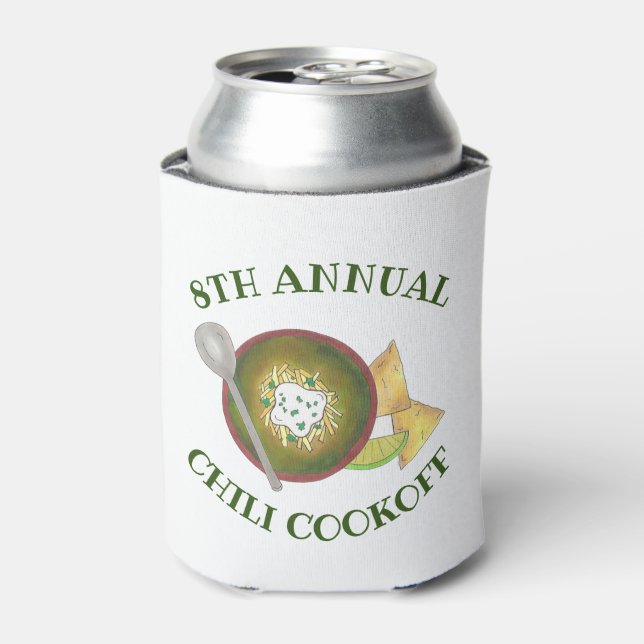 Annual Chilli Cookoff Cook Off Bowl of Green Chill Can Cooler (Can Front)