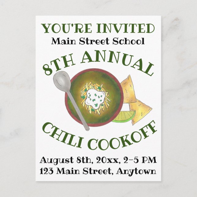 Annual Chilli Cookoff Cook Off Event Invitation (Front)