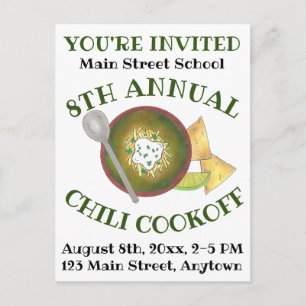 Annual Chilli Cookoff Cook Off Event Invitation Postcard