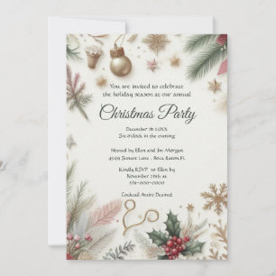 Annual Christmas Party Holiday Greenery  Invitation