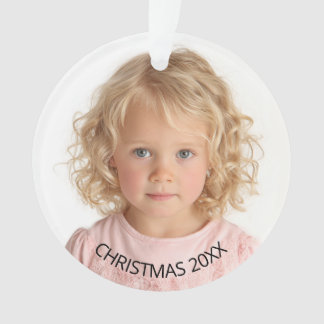 Annual Christmas Photo Black Text Ornament