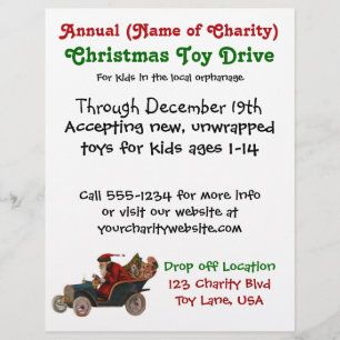 Annual Christmas Toy Drive Charity Santa Claus Flyer