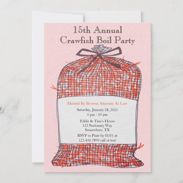 Annual Company Sack Of Crawfish Boil Party Invitation (Front)