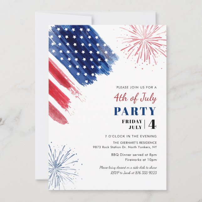Annual Family 4th of July Independence Party Invitation (Front)