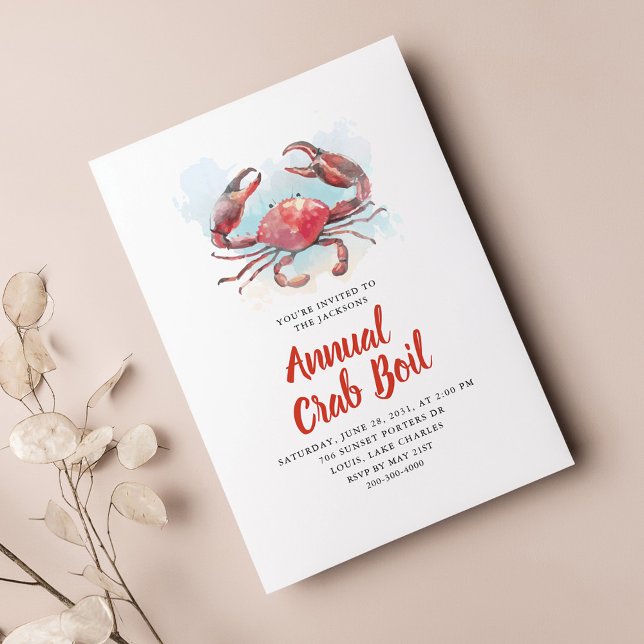Annual Family Crab Boil Summer Seafood Party Invitation (Annual Crab Boil Summer Family Party Invitation)