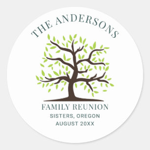 Annual Family Reunion Genealogy Tree Custom Classic Round Sticker