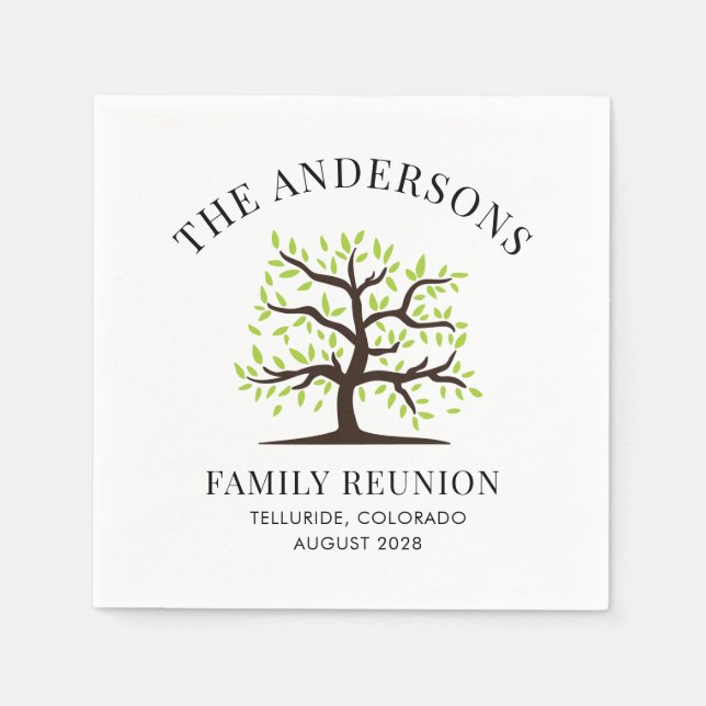 Annual Family Reunion Genealogy Tree Party Paper Napkin (Front)