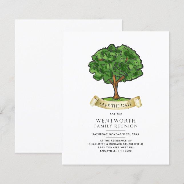 Annual Family Reunion Genealogy Tree Save the Date (Front/Back)