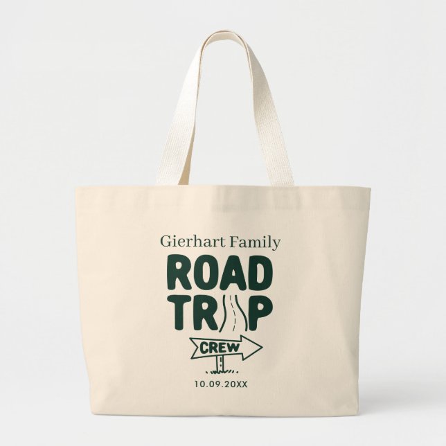 Annual Family Road Trip Custom Vacation Large Tote Bag (Front)