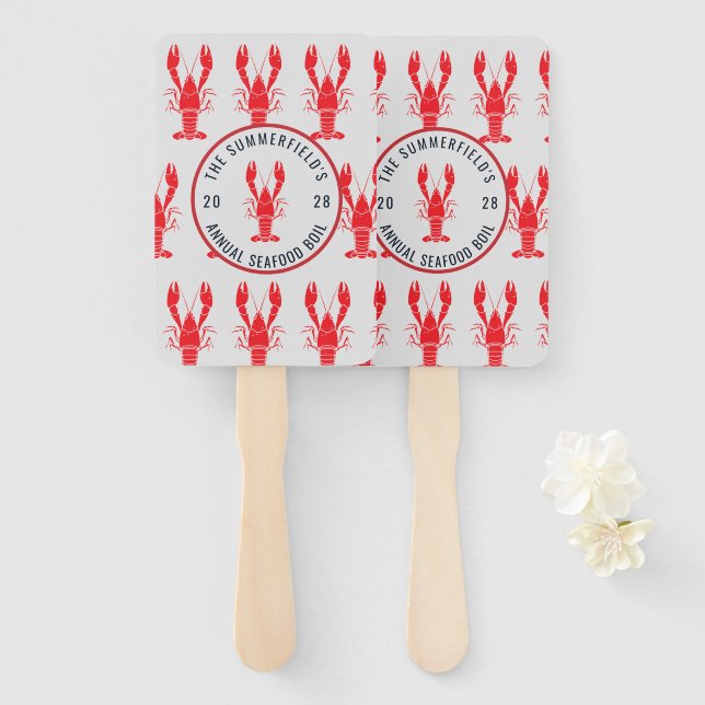 Annual Family Summer Crab Boil Custom Hand Fan (Front and Back)