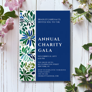 Annual Gala Blue Watercolor Floral Silver Foil