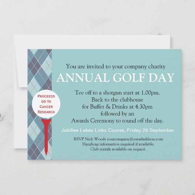 Annual Golf day corporate group event invitation (Front)