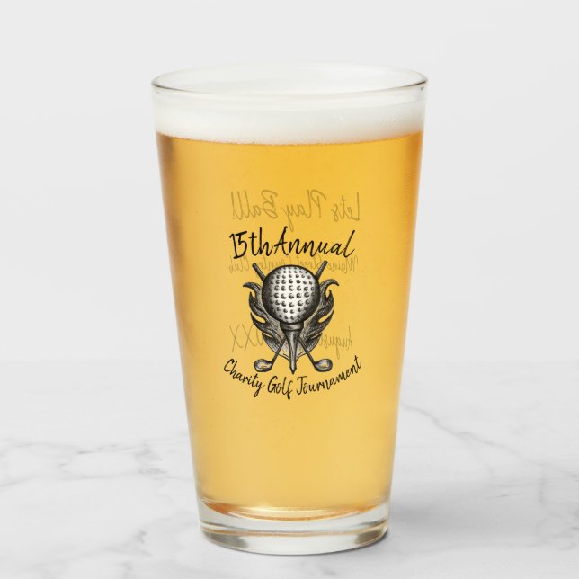Annual Golf Tournament Pen-and-Ink Ball Tee Clubs Glass (Front Filled)