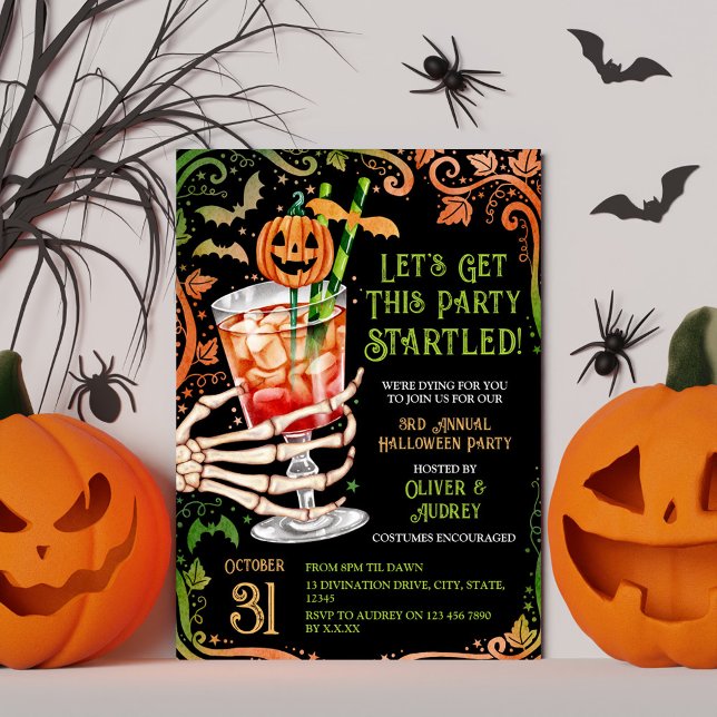 Annual Halloween Cocktail & Costumes Party Pumpkin Invitation (Annual Halloween Cocktail & Costumes Party Pumpkin Invitation)