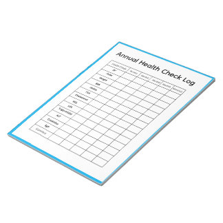 Annual Health Check Log Notepad