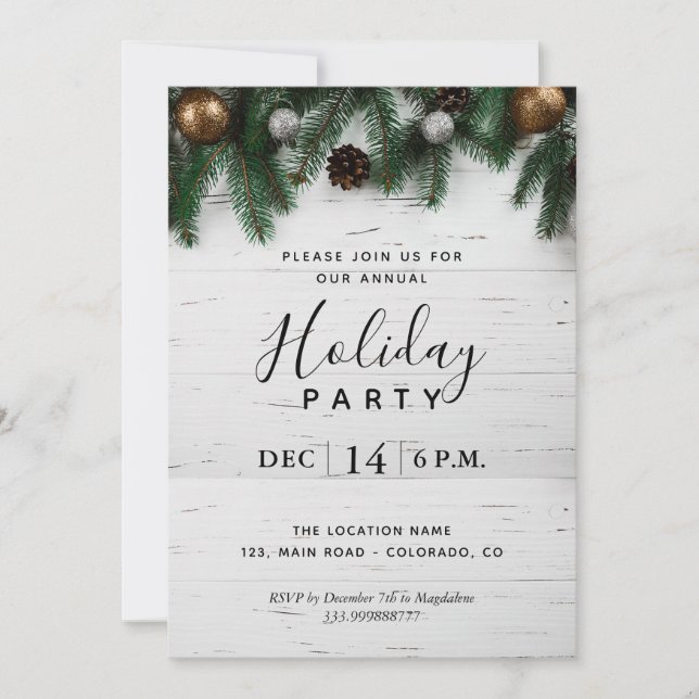Annual Holiday Christmas Party Rustic invitation (Front)
