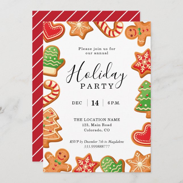 Annual Holiday Party Gingerbread Cookie invitation (Front/Back)