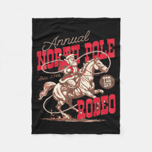 Annual North Le Rodeo Cowboy Santa Howdy Christmas Fleece Blanket