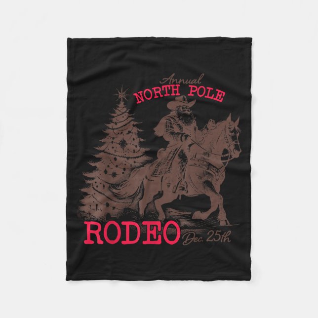 Annual North Le Rodeo Santa Western Cowboy Christm Fleece Blanket (Front)