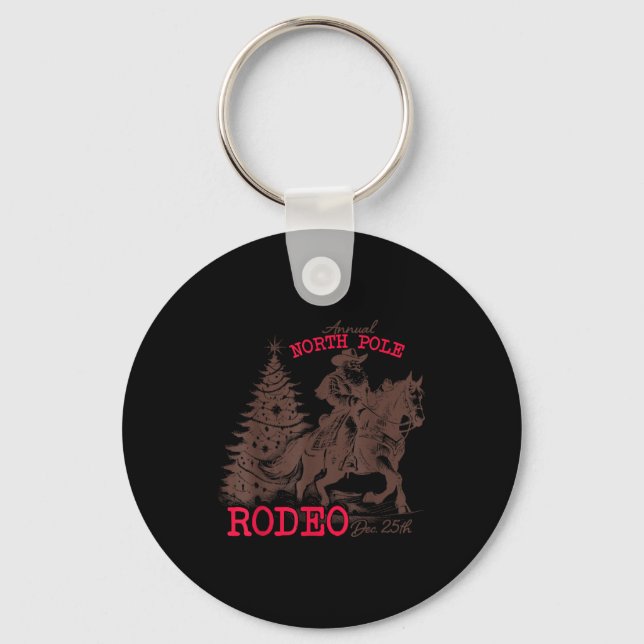 Annual North Le Rodeo Santa Western Cowboy Christm Key Ring (Front)