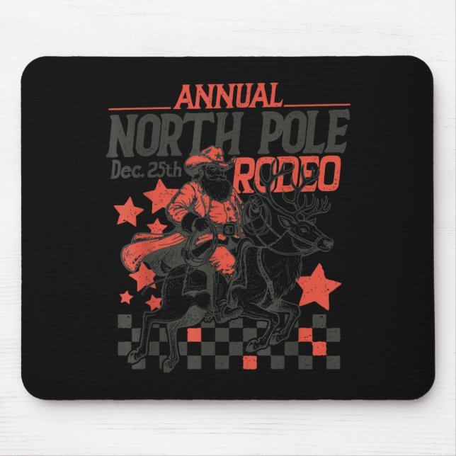 Annual North Le Rodeo Santa Western Cowboy Christm Mouse Mat (Front)