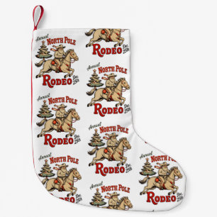 Annual North Pole Rodeo Dec 25th Cowboy Santa West Small Christmas Stocking