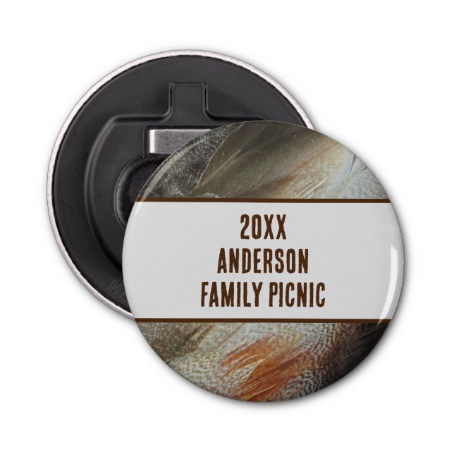 Annual Picnic Nature Feather Family Reunion Bottle Opener (Front)
