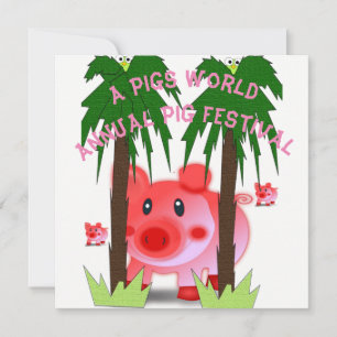 annual pig festival party invitation card