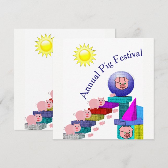 annual pig festival party invitation card (Front/Back)