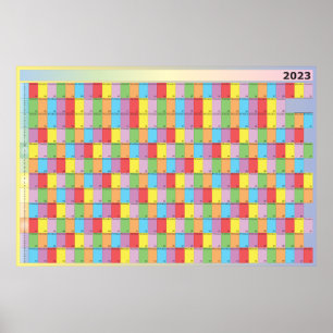 Annual planner 2023 specific colour day of week poster