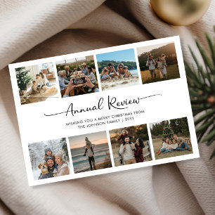 Annual Review Script Family 8 Photo Christmas Holiday Card