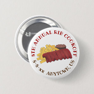 Annual Rib Cookoff BBQ Spare Ribs Barbecue Foodie 6 Cm Round Badge