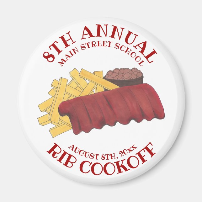 Annual Rib Cookoff BBQ Spare Ribs Barbecue Foodie Magnet (Front)