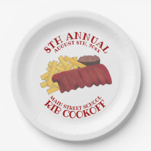 Annual Rib Cookoff BBQ Spare Ribs Barbecue Foodie Paper Plate