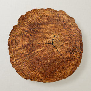 Annual rings tree wood texture round cushion