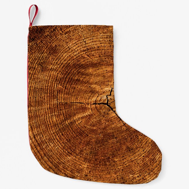 Annual rings tree wood texture small christmas stocking (Front)