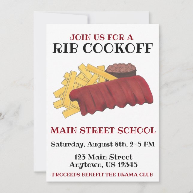 Annual Spare Rib Cookoff Cook Off Charity Event Invitation (Front)