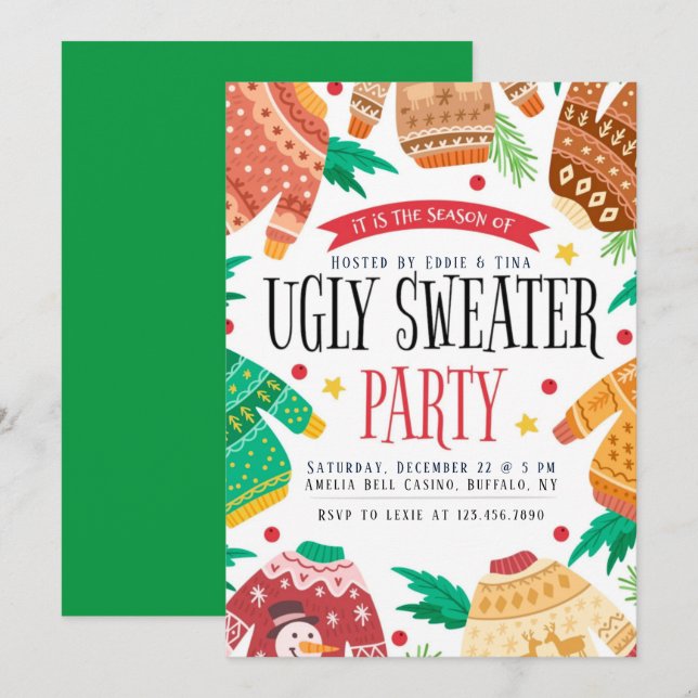 Annual Ugly Sweater Christmas Party Invitation (Front/Back)