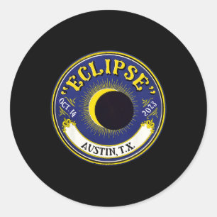 Annular Solar Eclipse Austin Texas Family Travel T Classic Round Sticker