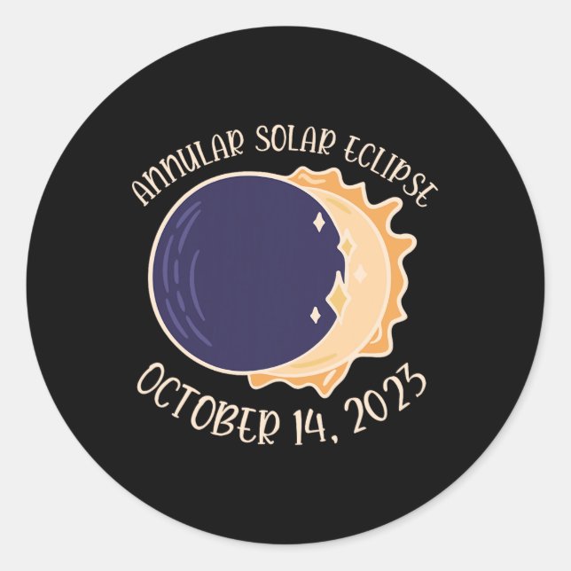 Annular Solar Eclipse Oct 14  Classic Round Sticker (Front)