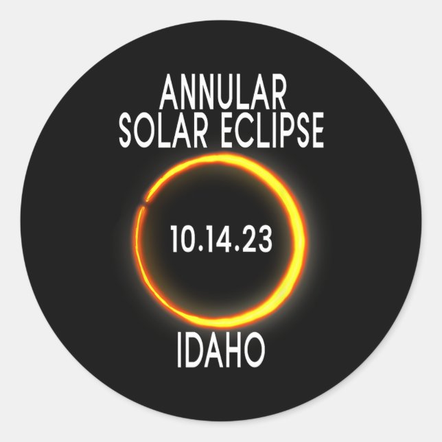 Annular Solar Eclipse T - Idaho  Classic Round Sticker (Front)