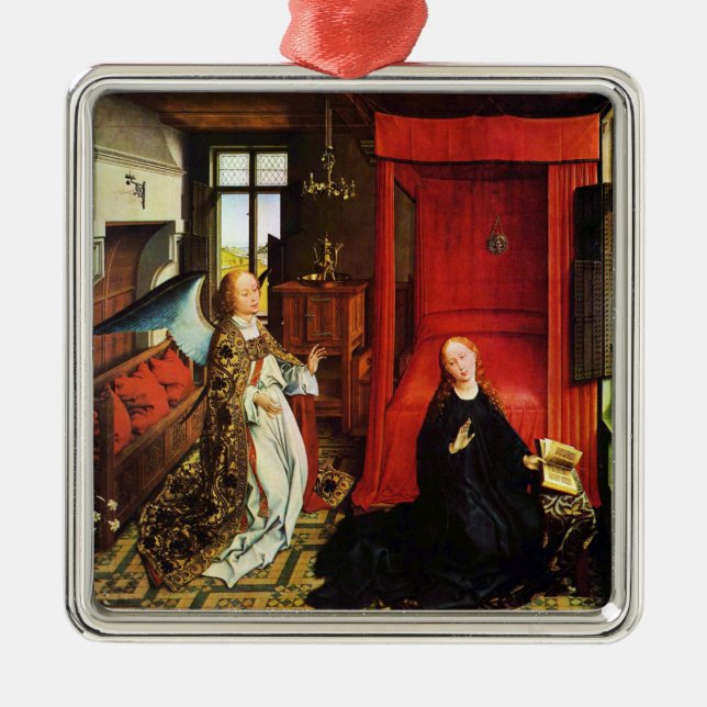 ANNUNCIATION ANGEL Archangel Gabriel and Virgin Metal Tree Decoration (Front)