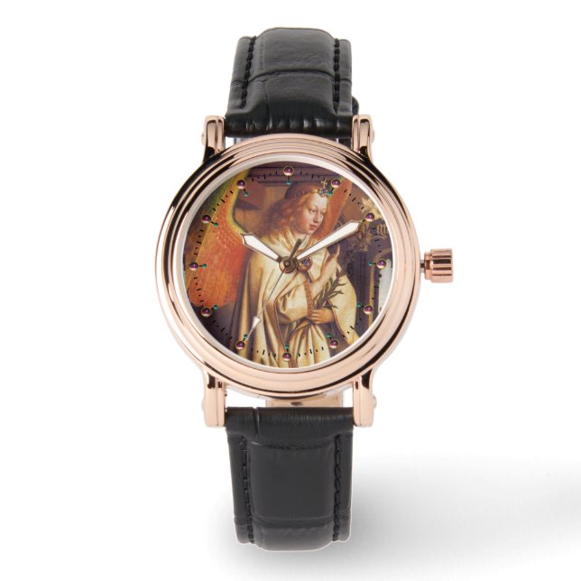 ANNUNCIATION ANGEL,ARCHANGEL GABRIEL PINK GEMS WATCH (Front)