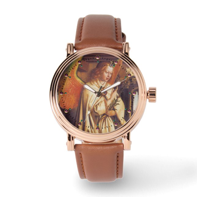 ANNUNCIATION ANGEL,ARCHANGEL GABRIEL PINK GEMS WATCH (Front)